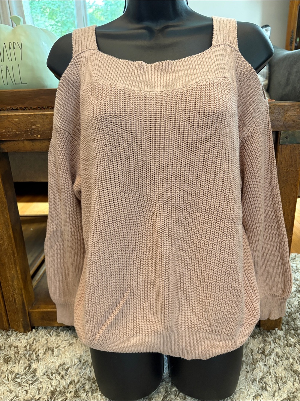 Venus Lascana Cold-Shoulder Knit Sweater in Dusty Rose size Small